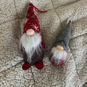 2 Winter Christmas Plush Gnome Shelf  And Ornament Seasonal Decor Set of 2